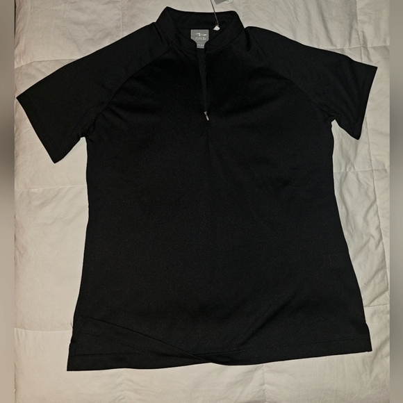 Page & Tuttle Dot Texture Jersey Short Sleeve Polo Shirt Womens Black Small - Picture 2 of 7
